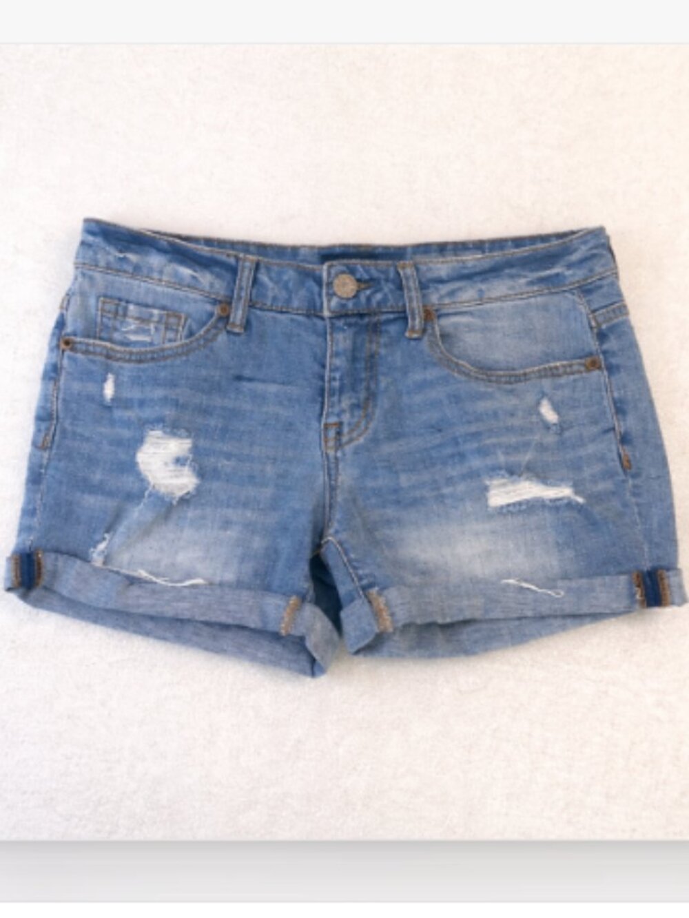 Aeropostale Distressed Denim Shorts Size 4 Stretch Cuffed